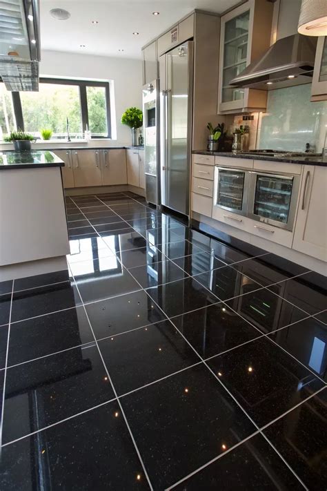 19+ Sleek Black Kitchen Floor Ideas | Kitchen flooring, Black kitchen ...