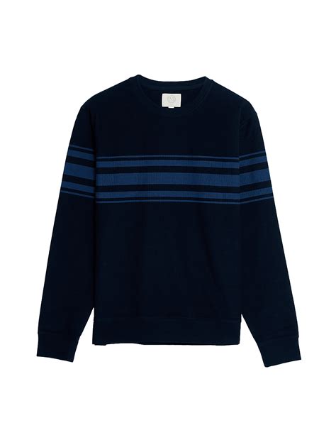 Buy Cotton Rich Waffle Striped Sweatshirt at Marks & Spencer