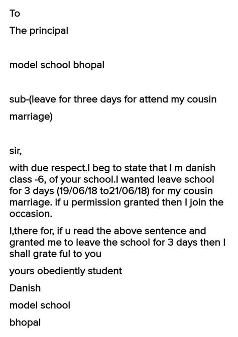 Write a letter to your principal seeking permission to attend a family ...