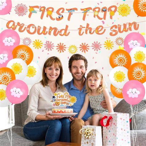 Buy First Trip Around The Sun Birthday Decorations, 65pcs Boho Sun 1st ...