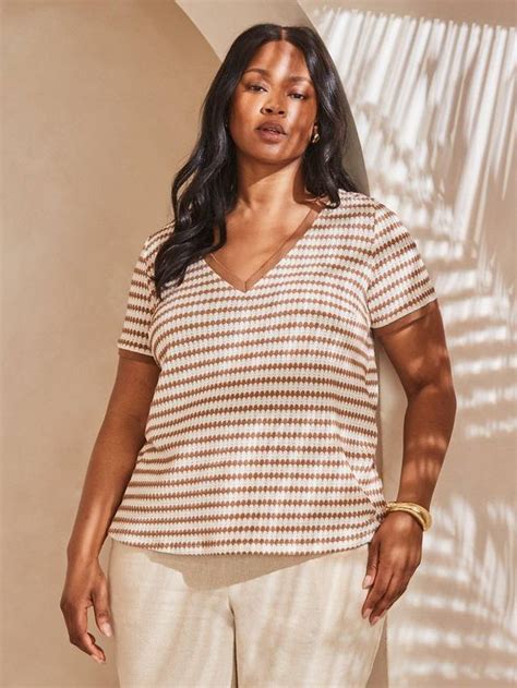 Live Unlimited Curve Stripe Crochet Top, Multi