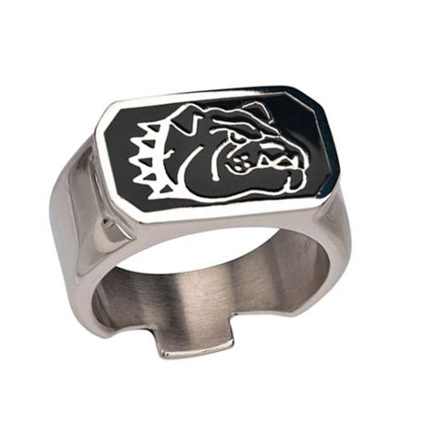 Buy Black & Silver Stainless Steel Bulldog Bottle Opener Ring Online ...
