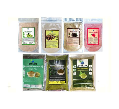 Qykkare hair care pack of 7 Hibiscus, Henna, Bhringraj, Indigo, Amla ...