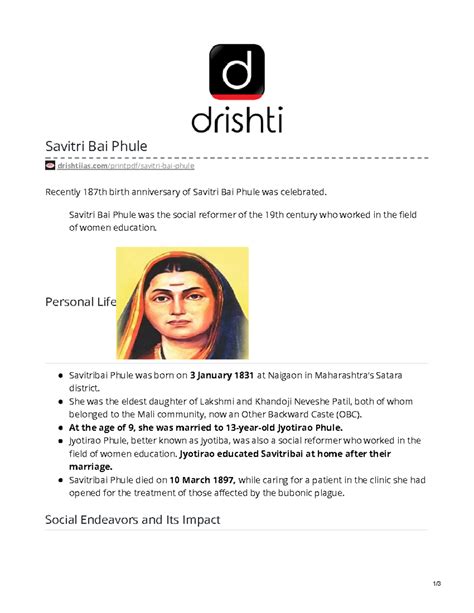 1585063969 savitri bai phule - Savitri Bai Phule drishtiias/printpdf ...