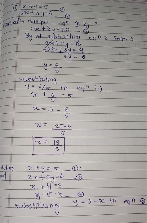 1. Solve the following pair of linear equations by the elimination ...