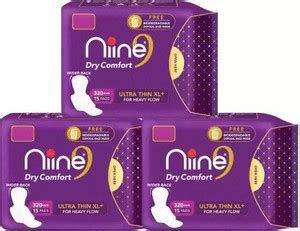 niine Dry Comfort Ultra Thin XL+ Sanitary Pads for HEAVY FLOW (Pack of ...