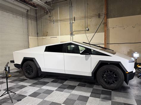 Cybertruck wrapped in Satin White PPF with satin pillars | Tesla Cybertruck Forum - Cybertruck ...