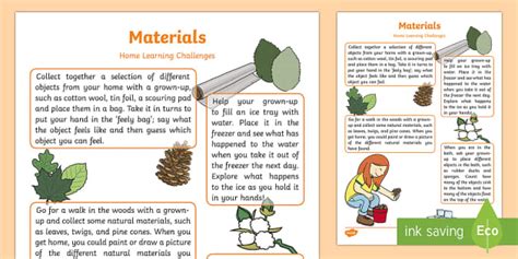 Materials Home Learning Challenges Nursery FS1 - Twinkl