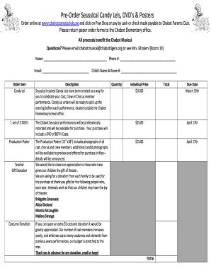 Fillable Online chabot my-pta Pre-Order Seussical Candy Leis, DVD's ...