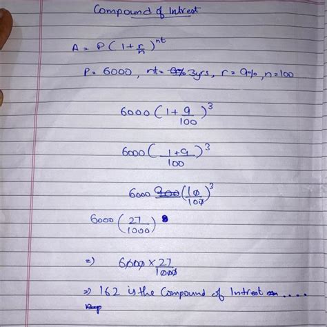 find the compound interest on rupees 6000 for 3 years at 9% per annum ...
