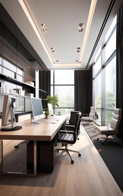 Inspirational and stylish workplace interior | Premium AI-generated image