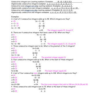 Image result for Consecutive Integer Problems PDF