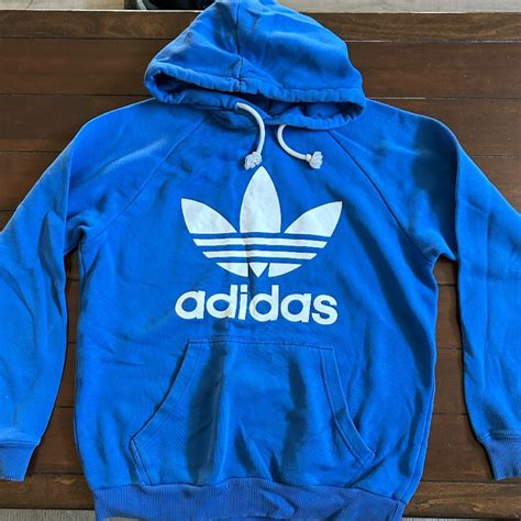 medium blue adidas hoodie - Depop