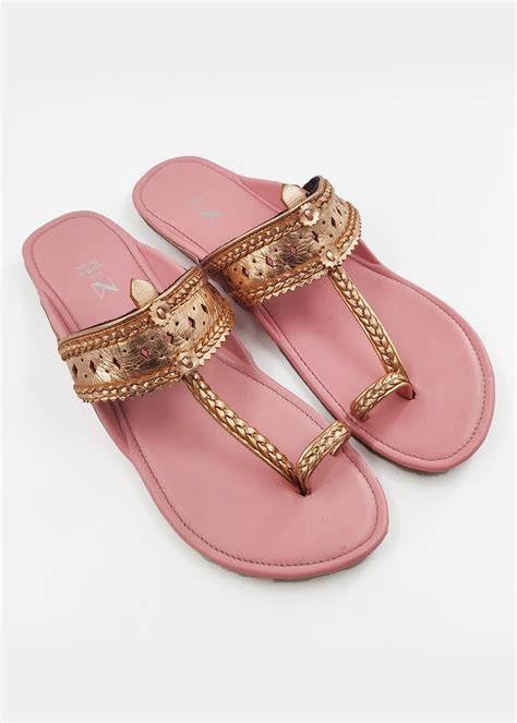 Get Contrast Sole Detail Cut Out Leather Kohlapuris at ₹ 1850 | LBB Shop