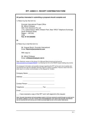 Fillable Online toolkits reeep RFT- ANNEX H - RECEIPT CONFIRMATION FORM ...