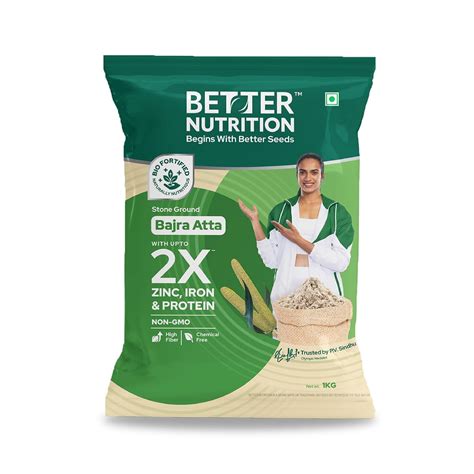 Better Nutrition Biofortified Bajra Atta 1kg | Stone Ground Pearl ...