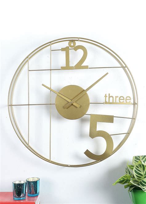 Get 12-Three-5 Elegant Gold Wall Clock at ₹ 2279 | LBB Shop