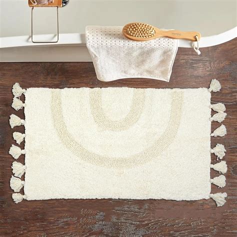 Amazon.com: Boho Bathroom Rugs with Tassels 100% Cotton Hand-Woven Bath ...