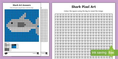 Shark Pixel Art Template | Twinkl | Pixel Art | KS1