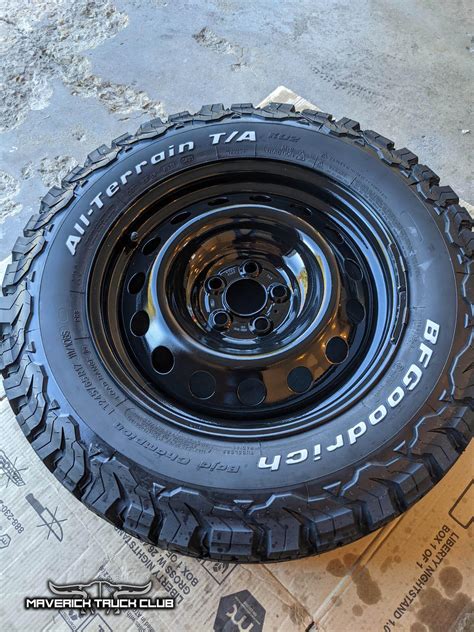 Painted black steelies on BFGoodrich KO2 245/65/17 | MaverickTruckClub - 2022+ Ford Maverick ...