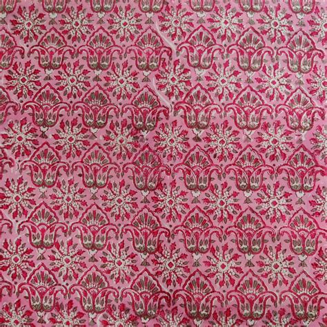 Pure Cotton Jaipuri Pink With Dark Pink All Over Pattern Hand Block Pr ...