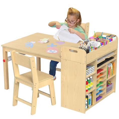 Kids Art Table and Chairs Set Craft Table with Large Storage Desk and ...