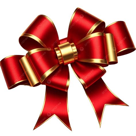 Realistic Red And Gold Ribbon Bow, Red And Gold Christmas Gift Bow ...