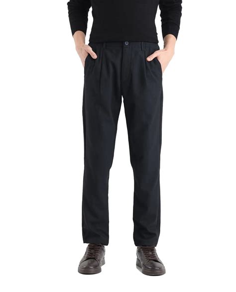 Rare Rabbit Men's Tula Navy Cotton Plain Relaxed Fit Trouser