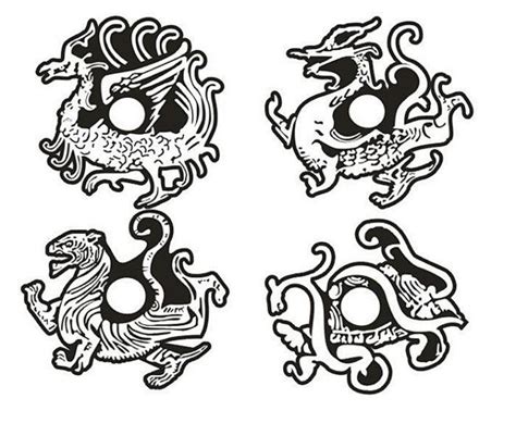 中国风古典神兽瑞兽图谱山海经动物图案纹样线稿线描参考图片素材-淘宝网
