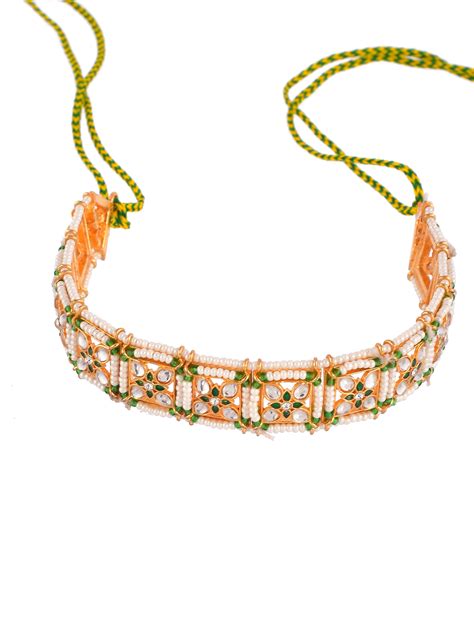 Buy Pearl and Green Beads Heavy Headchain for Women Online at ...