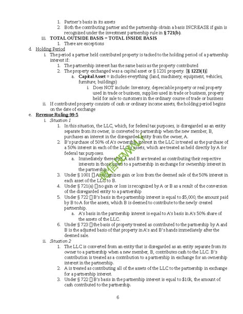 Corporate & Partnership Tax Outline 微信号 Bbwxnly 6 - Partner’s basis in its assets Both the - Studocu