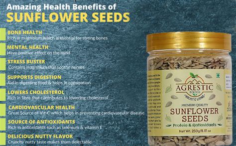 Agrestic Lightly Roasted Sunflower Seeds 500g(2 Jar of 250 gm each ...