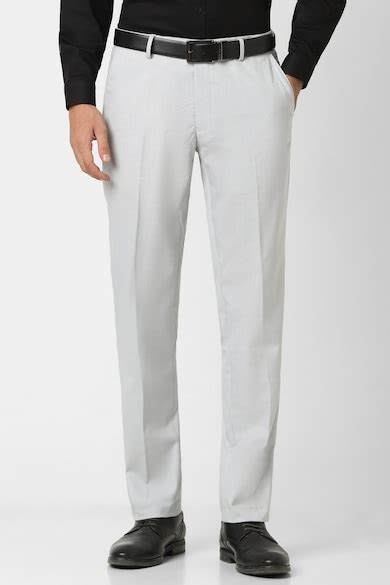 Buy Men Grey Solid Formal Trousers Online - 40246477 | Peter England