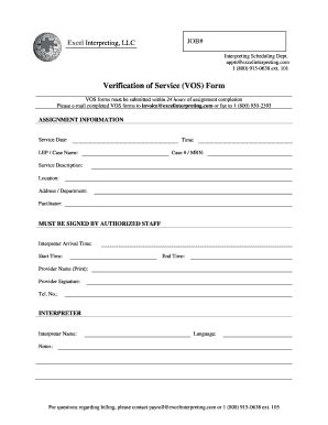 Verification Of Service VOS Form - Excel Interpreting - Fill and Sign ...