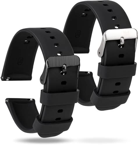 Amazon.com: 2 Pcs Silicone Watch Bands, Quick Release Soft Rubber ...