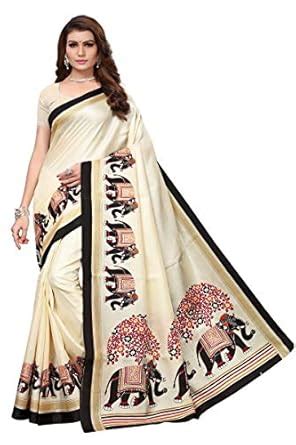 Priyashi Womens Art Silk Printed Saree with Blouse Piece(Kalamkari 11 ...
