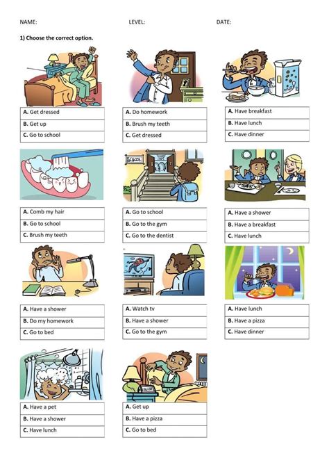 Daily Routine Worksheet 的图像结果