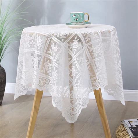 White Lace Tablecloths for Rectangular Tables 36 x 36 Inch,Plastic Vintage Table Cloth,Oblong ...