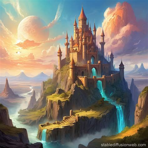 Fantasy Fortress Inside Volcano | Stable Diffusion Online