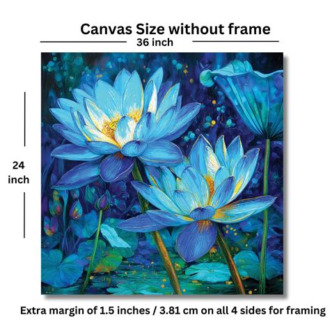 Blue Lotus Painting/ Lotus Flower Painting on Canvas/Vastu Painting fo ...