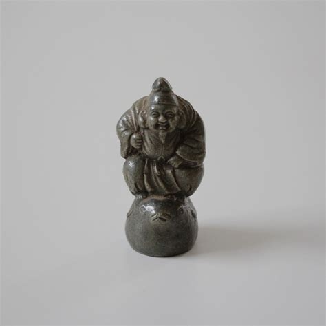 アンティーク 陶製の大黒恵比寿 h10.6cm Antique Japanese Pair of Ceramic Daikoku and ...