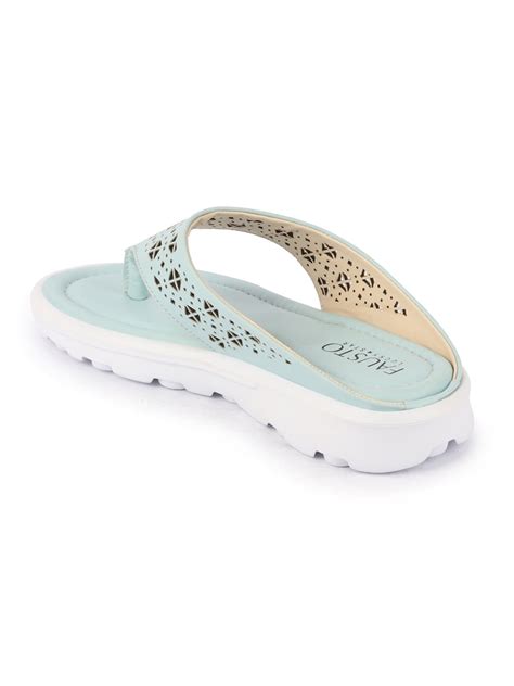 Buy Women Sky Blue Party Strap Thong Flats Wedges Slipper