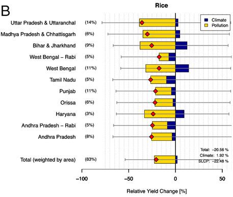 Air pollution damages crops more than climate change