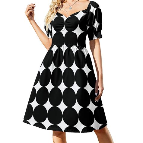 Retro 1960's Mod Contrast Circles Sleeveless Dress loose summer dress ...