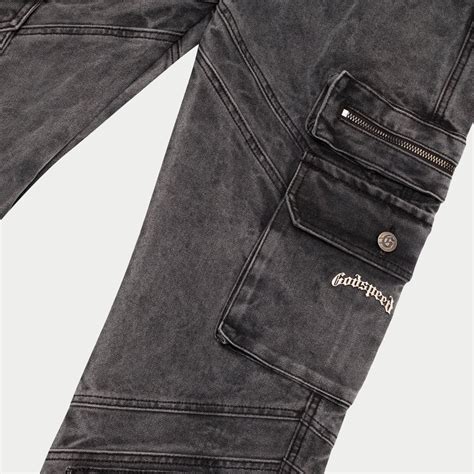 GODSPEED NEW YORK - Rockstar Flare Cargo Denim (Grey Wash)