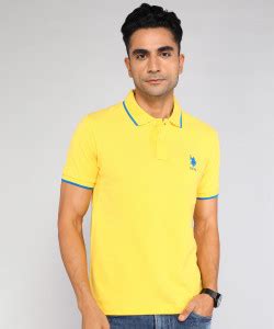 U.S. POLO ASSN. Solid Men Polo Neck Yellow T-Shirt - Buy U.S. POLO ASSN ...