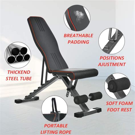 Adjustable Weight Bench for Full Body Workout, 330lbs Weights Capacity Foldable Bench Press ...