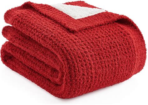 Amazon.com: Snuggle Sac Sherpa Fleece Red Throw Blanket for Couch 50" x ...