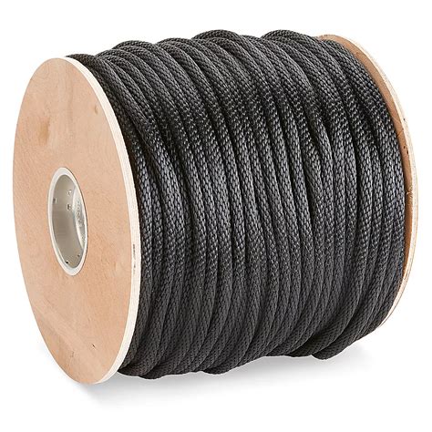 Solid Braided Nylon Rope - 3/8" x 500', Black S-21189 - ULINE