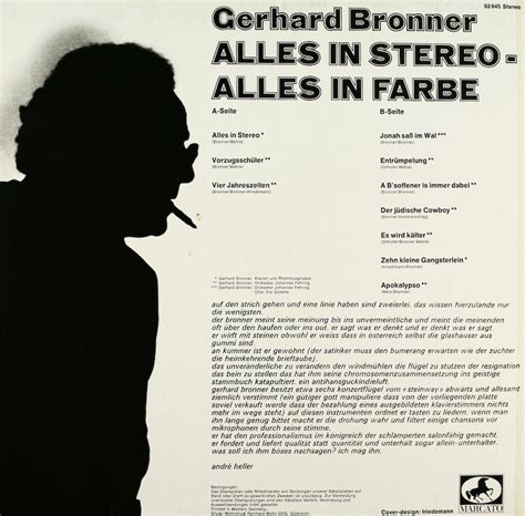 Gerhard Bronner. Alles In Stereo - Alles In Farbe – Bertelsmann Vinyl ...